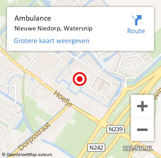 Locatie op kaart van de 112 melding: Ambulance Nieuwe Niedorp, Watersnip op 3 augustus 2021 16:15