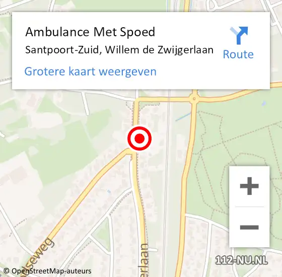 Locatie op kaart van de 112 melding: Ambulance Met Spoed Naar Santpoort-Zuid, Willem de Zwijgerlaan op 3 augustus 2021 16:17