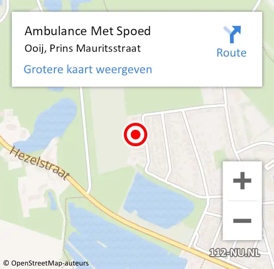 Locatie op kaart van de 112 melding: Ambulance Met Spoed Naar Ooij, Prins Mauritsstraat op 3 augustus 2021 16:29