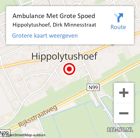 Locatie op kaart van de 112 melding: Ambulance Met Grote Spoed Naar Hippolytushoef, Dirk Minnesstraat op 3 augustus 2021 16:59