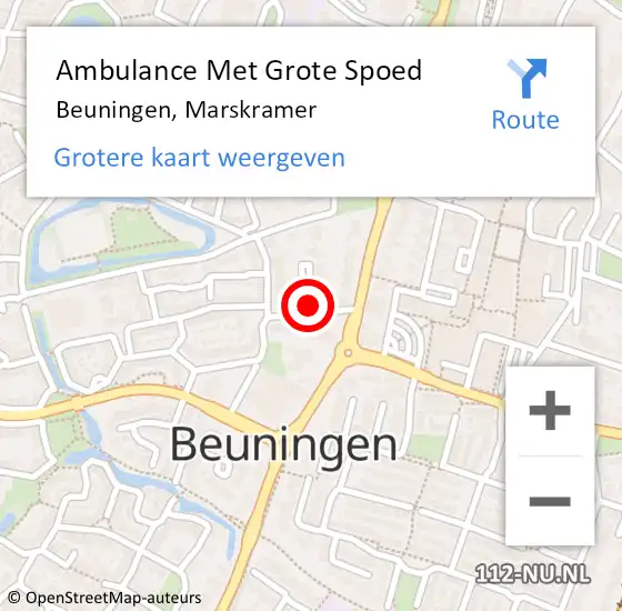 Locatie op kaart van de 112 melding: Ambulance Met Grote Spoed Naar Beuningen, Marskramer op 3 augustus 2021 17:02