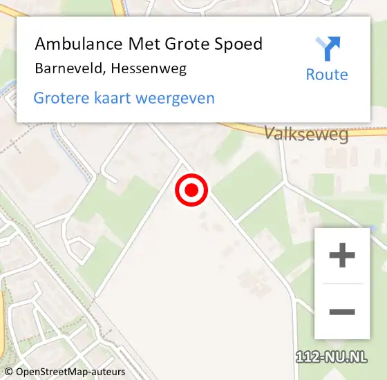 Locatie op kaart van de 112 melding: Ambulance Met Grote Spoed Naar Barneveld, Hessenweg op 3 augustus 2021 17:10