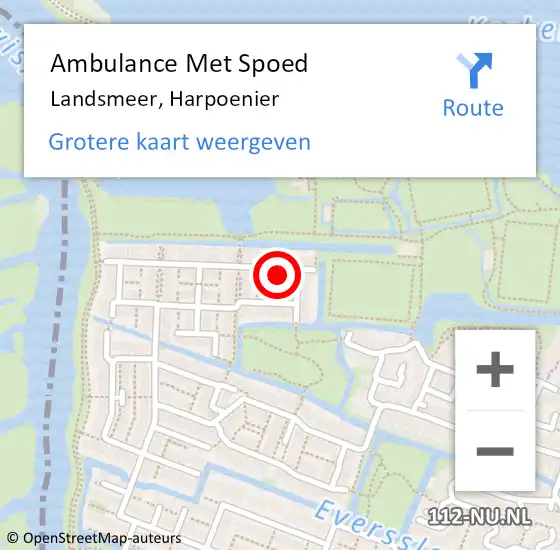 Locatie op kaart van de 112 melding: Ambulance Met Spoed Naar Landsmeer, Harpoenier op 3 augustus 2021 18:00