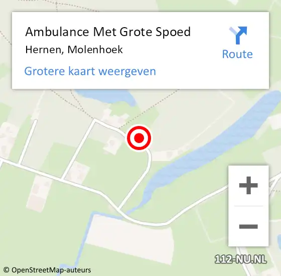 Locatie op kaart van de 112 melding: Ambulance Met Grote Spoed Naar Hernen, Molenhoek op 3 augustus 2021 18:13