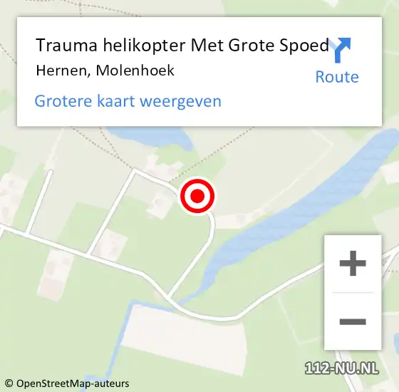 Locatie op kaart van de 112 melding: Trauma helikopter Met Grote Spoed Naar Hernen, Molenhoek op 3 augustus 2021 18:17