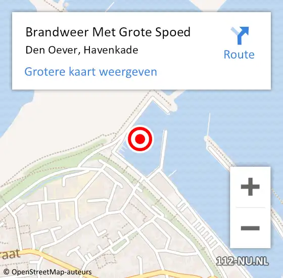 Locatie op kaart van de 112 melding: Brandweer Met Grote Spoed Naar Den Oever, Havenkade op 3 augustus 2021 18:28