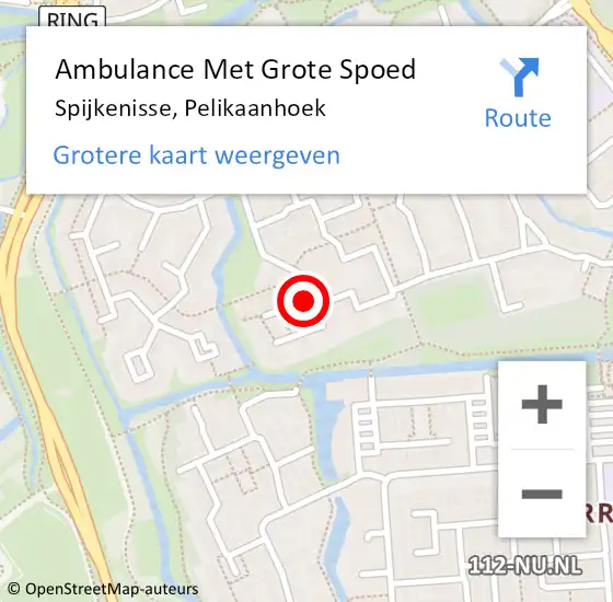 Locatie op kaart van de 112 melding: Ambulance Met Grote Spoed Naar Spijkenisse, Pelikaanhoek op 3 augustus 2021 18:32