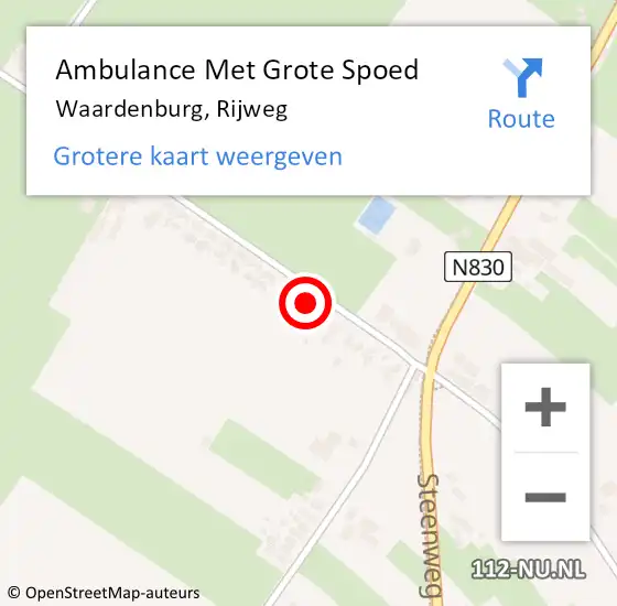 Locatie op kaart van de 112 melding: Ambulance Met Grote Spoed Naar Waardenburg, Rijweg op 3 augustus 2021 18:42