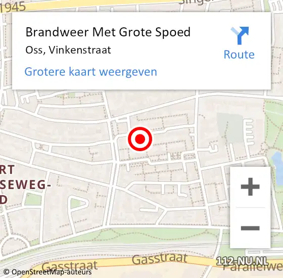 Locatie op kaart van de 112 melding: Brandweer Met Grote Spoed Naar Oss, Vinkenstraat op 3 augustus 2021 18:51