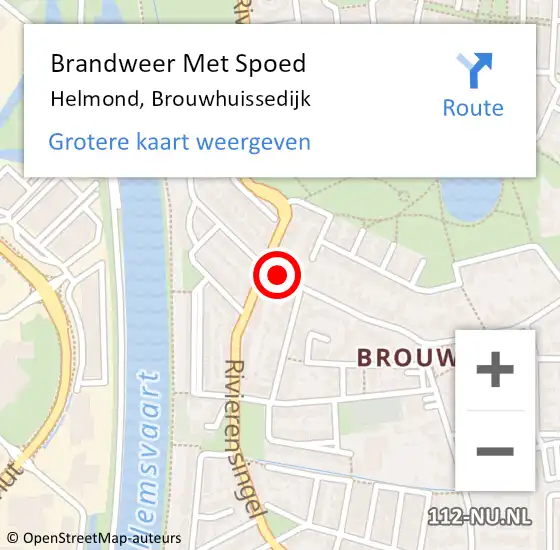 Locatie op kaart van de 112 melding: Brandweer Met Spoed Naar Helmond, Brouwhuissedijk op 3 augustus 2021 20:30