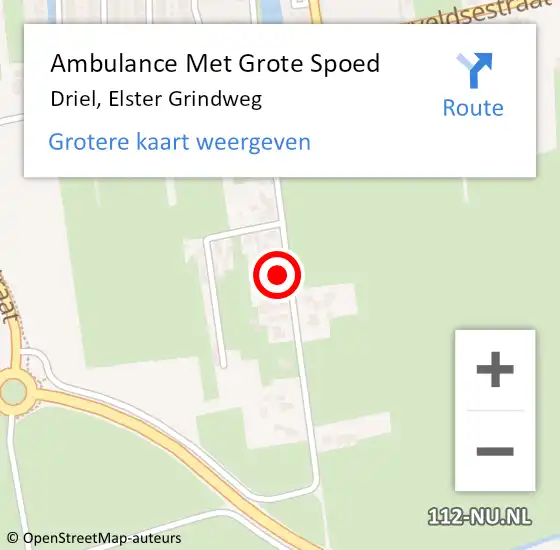 Locatie op kaart van de 112 melding: Ambulance Met Grote Spoed Naar Driel, Elster Grindweg op 3 augustus 2021 20:32