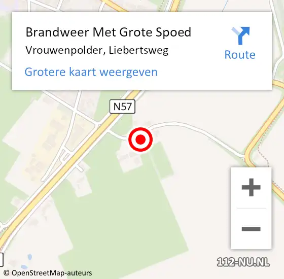 Locatie op kaart van de 112 melding: Brandweer Met Grote Spoed Naar Vrouwenpolder, Liebertsweg op 3 augustus 2021 21:52