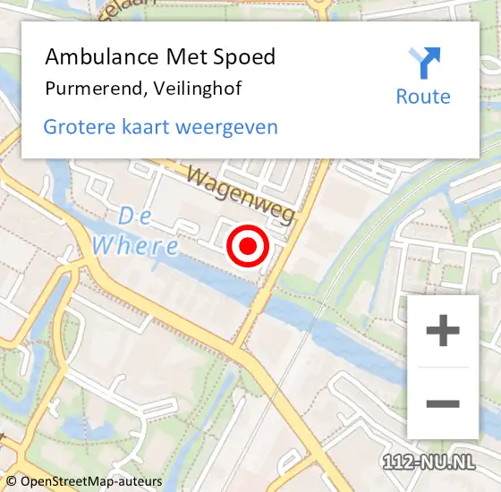 Locatie op kaart van de 112 melding: Ambulance Met Spoed Naar Purmerend, Veilinghof op 3 augustus 2021 21:57
