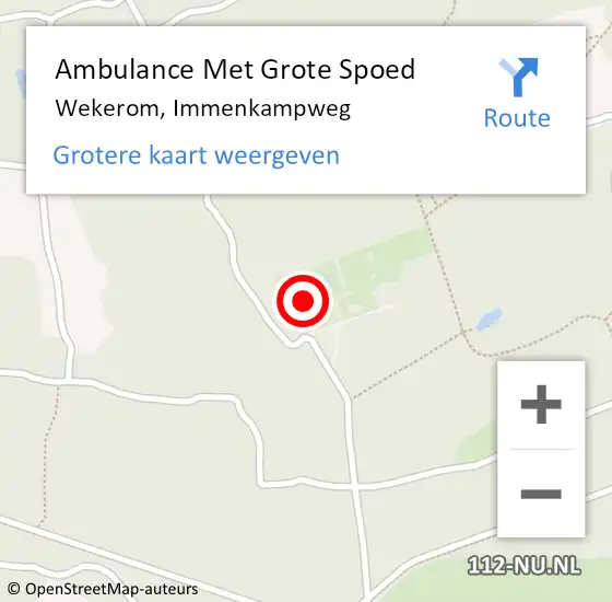 Locatie op kaart van de 112 melding: Ambulance Met Grote Spoed Naar Wekerom, Immenkampweg op 3 augustus 2021 22:23
