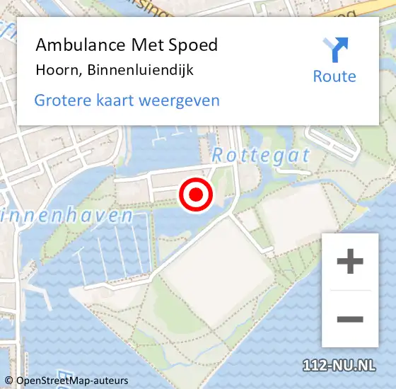 Locatie op kaart van de 112 melding: Ambulance Met Spoed Naar Hoorn, Binnenluiendijk op 3 augustus 2021 22:28