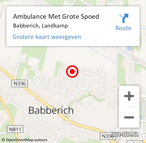 Locatie op kaart van de 112 melding: Ambulance Met Grote Spoed Naar Babberich, Landkamp op 3 augustus 2021 22:45