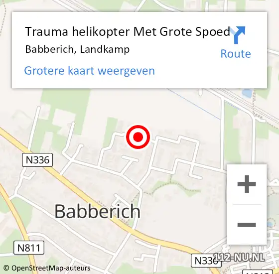 Locatie op kaart van de 112 melding: Trauma helikopter Met Grote Spoed Naar Babberich, Landkamp op 3 augustus 2021 22:45