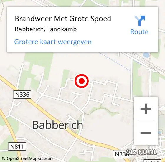 Locatie op kaart van de 112 melding: Brandweer Met Grote Spoed Naar Babberich, Landkamp op 3 augustus 2021 22:51