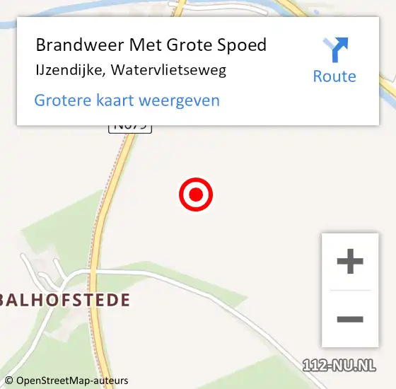 Locatie op kaart van de 112 melding: Brandweer Met Grote Spoed Naar IJzendijke, Watervlietseweg op 3 augustus 2021 22:58