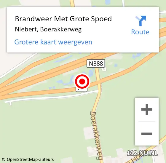 Locatie op kaart van de 112 melding: Brandweer Met Grote Spoed Naar Niebert, Boerakkerweg op 3 augustus 2021 23:04