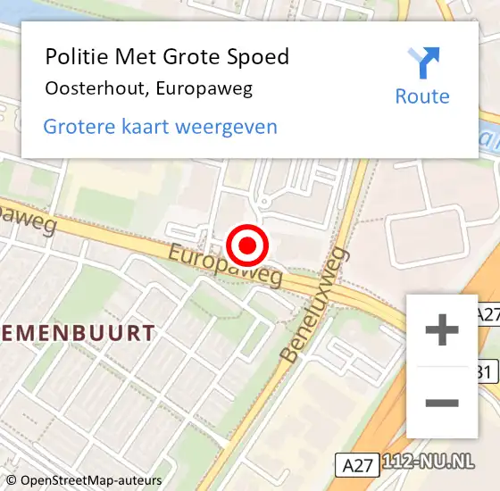 Locatie op kaart van de 112 melding: Politie Met Grote Spoed Naar Oosterhout, Europaweg op 3 augustus 2021 23:11