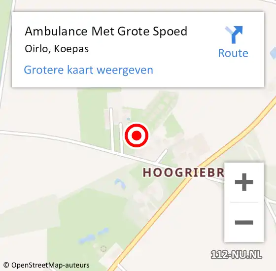 Locatie op kaart van de 112 melding: Ambulance Met Grote Spoed Naar Oirlo, Koepas op 5 oktober 2013 14:00