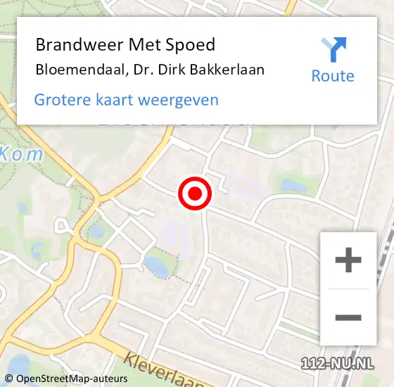 Locatie op kaart van de 112 melding: Brandweer Met Spoed Naar Bloemendaal, Dr. Dirk Bakkerlaan op 4 augustus 2021 01:23