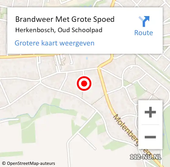 Locatie op kaart van de 112 melding: Brandweer Met Grote Spoed Naar Herkenbosch, Oud Schoolpad op 4 augustus 2021 03:41
