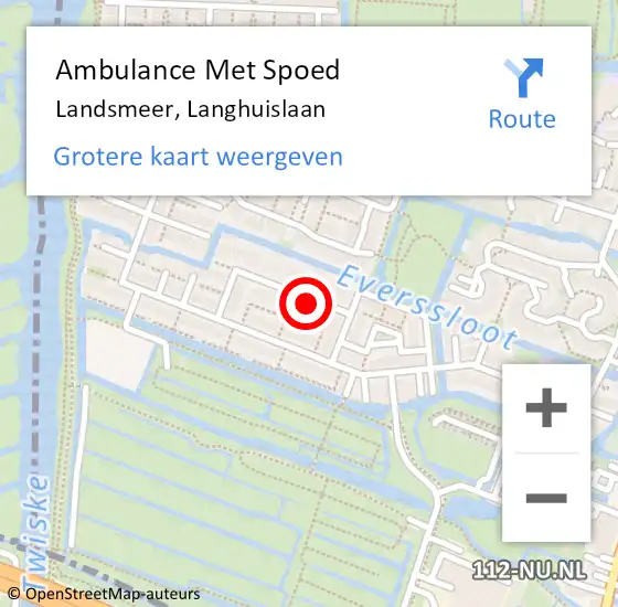 Locatie op kaart van de 112 melding: Ambulance Met Spoed Naar Landsmeer, Langhuislaan op 4 augustus 2021 05:49