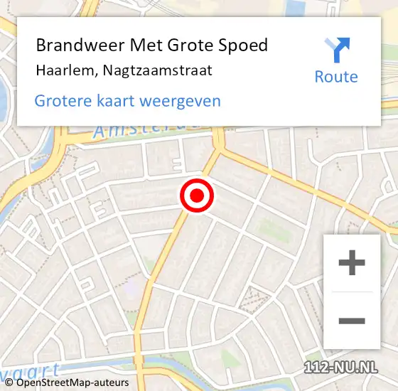 Locatie op kaart van de 112 melding: Brandweer Met Grote Spoed Naar Haarlem, Nagtzaamstraat op 4 augustus 2021 06:36