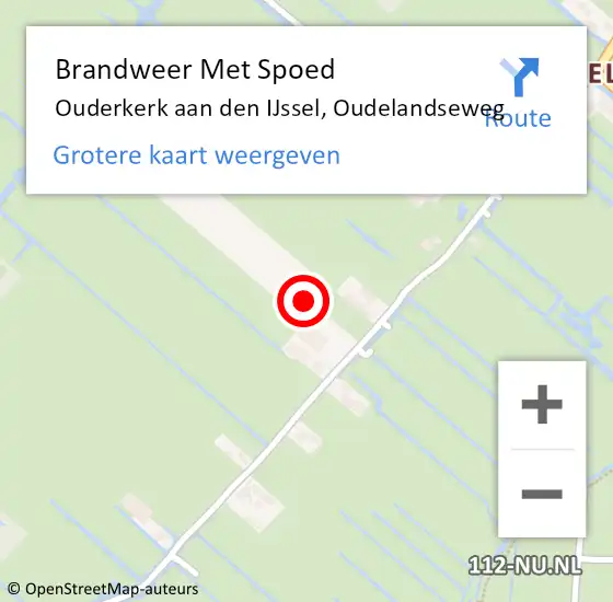 Locatie op kaart van de 112 melding: Brandweer Met Spoed Naar Ouderkerk aan den IJssel, Oudelandseweg op 4 augustus 2021 07:53