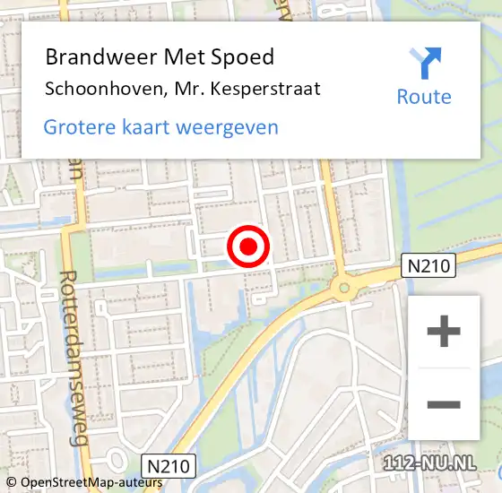 Locatie op kaart van de 112 melding: Brandweer Met Spoed Naar Schoonhoven, Mr. Kesperstraat op 4 augustus 2021 07:56