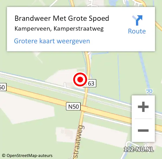 Locatie op kaart van de 112 melding: Brandweer Met Grote Spoed Naar Kamperveen, Kamperstraatweg op 18 juni 2014 17:34