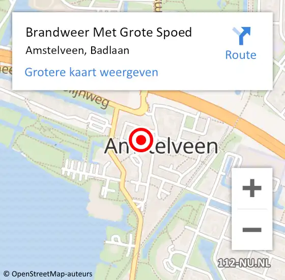 Locatie op kaart van de 112 melding: Brandweer Met Grote Spoed Naar Amstelveen, Badlaan op 4 augustus 2021 08:14