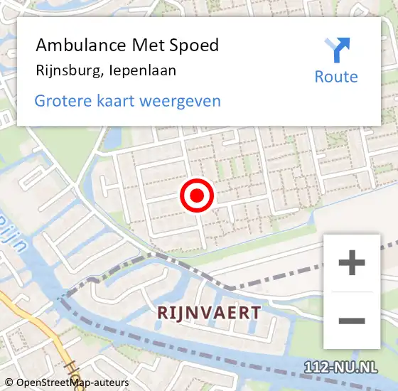 Locatie op kaart van de 112 melding: Ambulance Met Spoed Naar Rijnsburg, Iepenlaan op 4 augustus 2021 08:18