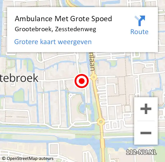 Locatie op kaart van de 112 melding: Ambulance Met Grote Spoed Naar Grootebroek, Zesstedenweg op 4 augustus 2021 09:06