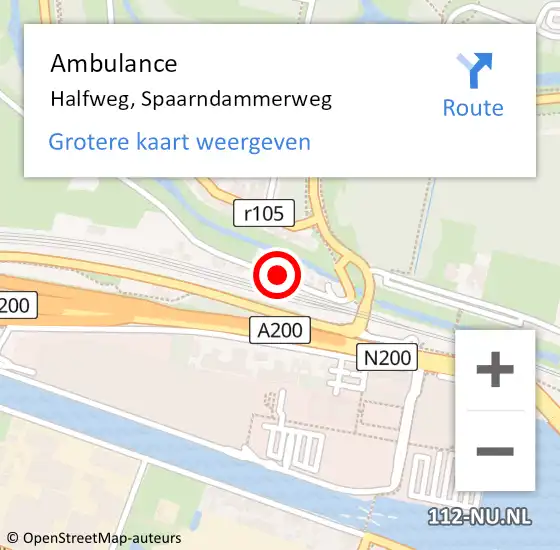 Locatie op kaart van de 112 melding: Ambulance Halfweg, Spaarndammerweg op 4 augustus 2021 09:07