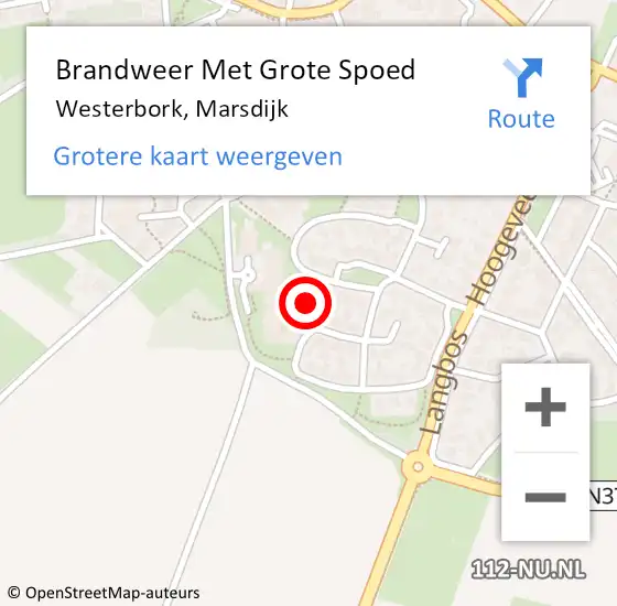 Locatie op kaart van de 112 melding: Brandweer Met Grote Spoed Naar Westerbork, Marsdijk op 4 augustus 2021 09:35