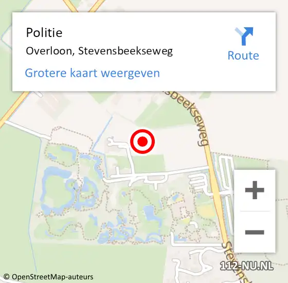 Locatie op kaart van de 112 melding: Politie Overloon, Stevensbeekseweg op 4 augustus 2021 09:41