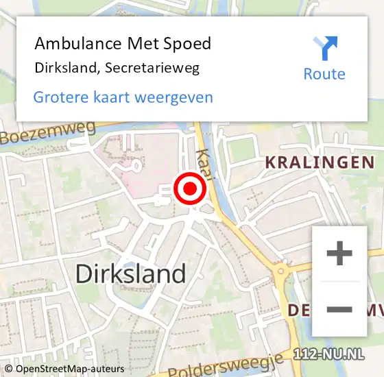 Locatie op kaart van de 112 melding: Ambulance Met Spoed Naar Dirksland, Secretarieweg op 4 augustus 2021 09:42