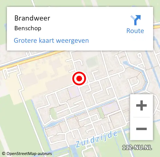 Locatie op kaart van de 112 melding: Brandweer Benschop op 4 augustus 2021 09:57