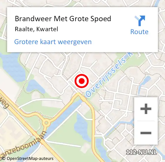 Locatie op kaart van de 112 melding: Brandweer Met Grote Spoed Naar Raalte, Kwartel op 18 juni 2014 17:50