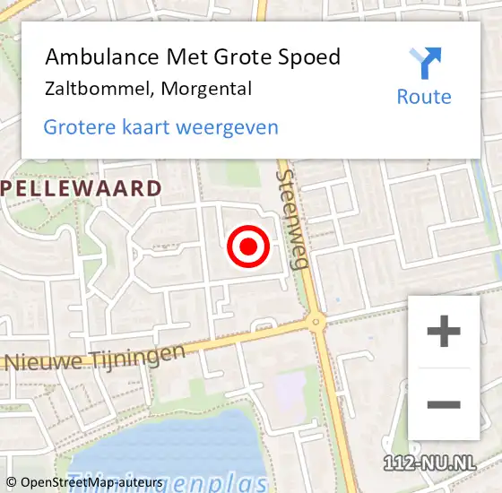 Locatie op kaart van de 112 melding: Ambulance Met Grote Spoed Naar Zaltbommel, Morgental op 4 augustus 2021 10:04