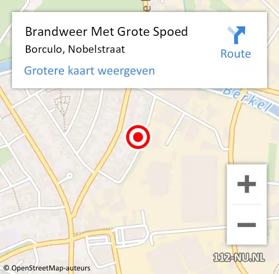 Locatie op kaart van de 112 melding: Brandweer Met Grote Spoed Naar Borculo, Nobelstraat op 18 juni 2014 17:52