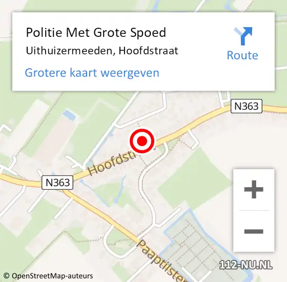 Locatie op kaart van de 112 melding: Politie Met Grote Spoed Naar Uithuizermeeden, Hoofdstraat op 4 augustus 2021 10:20