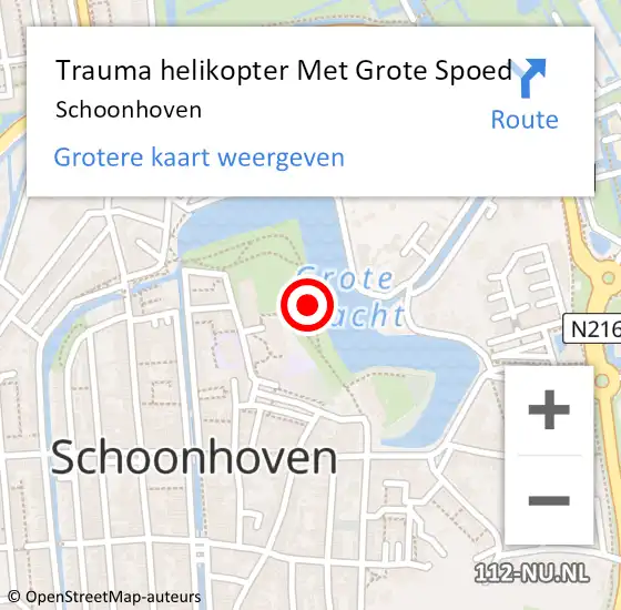 Locatie op kaart van de 112 melding: Trauma helikopter Met Grote Spoed Naar Schoonhoven op 4 augustus 2021 10:24