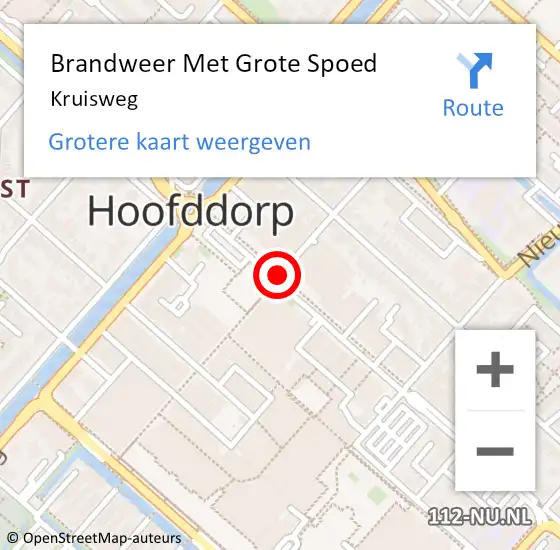 Locatie op kaart van de 112 melding: Brandweer Met Grote Spoed Naar Kruisweg op 18 juni 2014 17:55