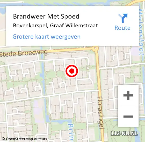 Locatie op kaart van de 112 melding: Brandweer Met Spoed Naar Bovenkarspel, Graaf Willemstraat op 4 augustus 2021 10:35