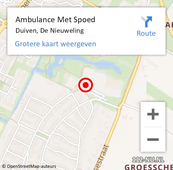 Locatie op kaart van de 112 melding: Ambulance Met Spoed Naar Duiven, De Nieuweling op 4 augustus 2021 10:38