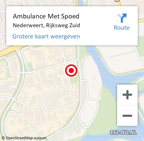 Locatie op kaart van de 112 melding: Ambulance Met Spoed Naar Nederweert, Rijksweg Zuid op 4 augustus 2021 10:56